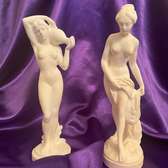 Two/Set Vintage Grecian Style Figurines - 2” base and 9” tall. - Picture 4 of 7